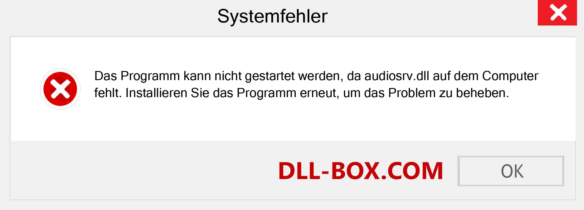 audiosrv.dll-Datei fehlt?. Download für Windows 7, 8, 10 - Fix audiosrv dll Missing Error unter Windows, Fotos, Bildern