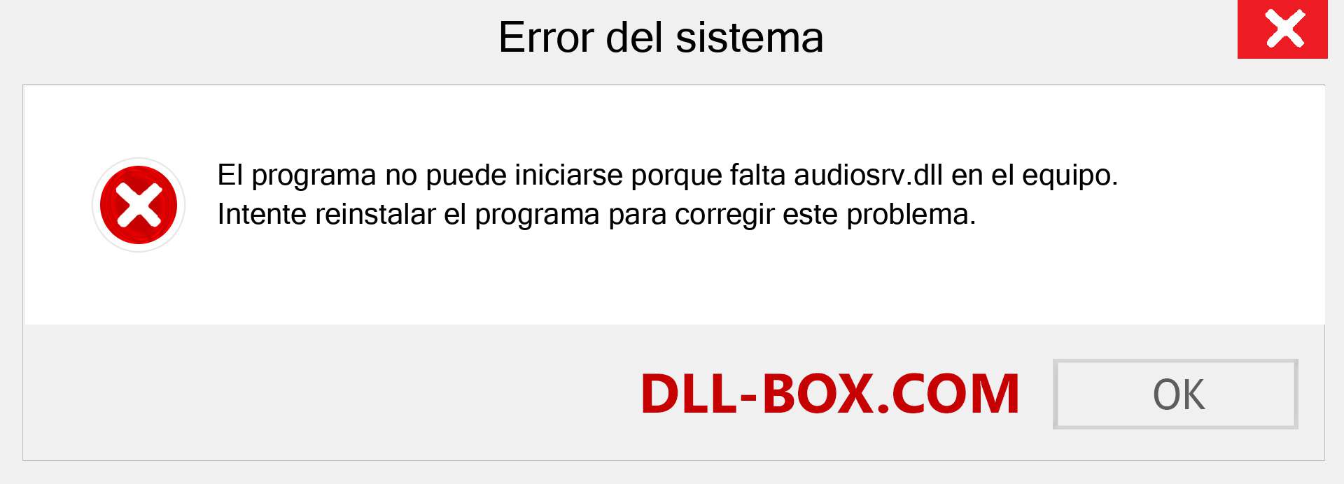 ¿Falta el archivo audiosrv.dll ?. Descargar para Windows 7, 8, 10 - Corregir audiosrv dll Missing Error en Windows, fotos, imágenes